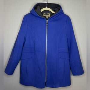 Mark Reed Women’s Wool Blend Periwinkle Hooded Peacoat Size 14